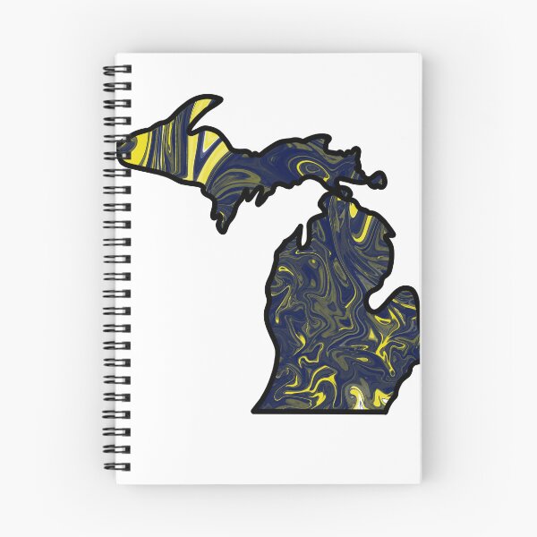 Item preview, Michigan Pour Paint: Michigan Maize and Blue Swirl designed and sold by doodle-mittens.