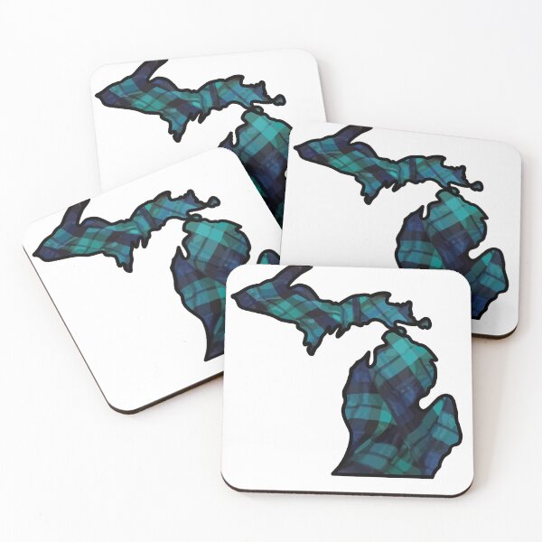 Artikelvorschau, Michigan-Farbblock: Gefaltetes blau-grünes Karomuster entworfen und verkauft von doodle-mittens.