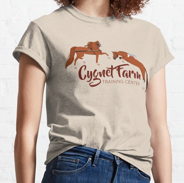 Cynet Farm Training Center - Silver Background / mini horse training driving jumping Classic T-Shirt