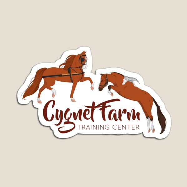 Cynet Farm Training Center - Silver Background / mini horse training driving jumping Magnet