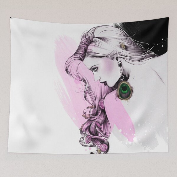 Item preview, girl head hair earrings abstraction designed and sold by MusicSkateboard.
