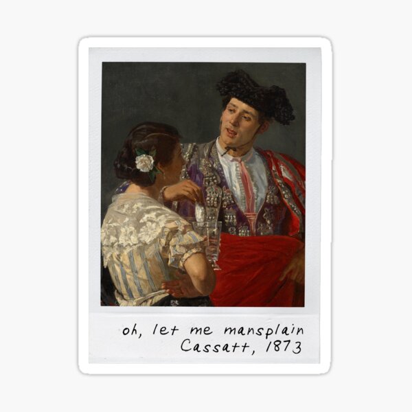 Vista previa del artículo con la obra «meme mansplain», diseñado y vendido por pripple.