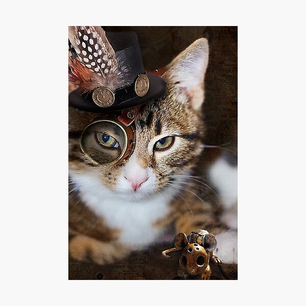 Steampunk Funny Cute Cat Photographic Print