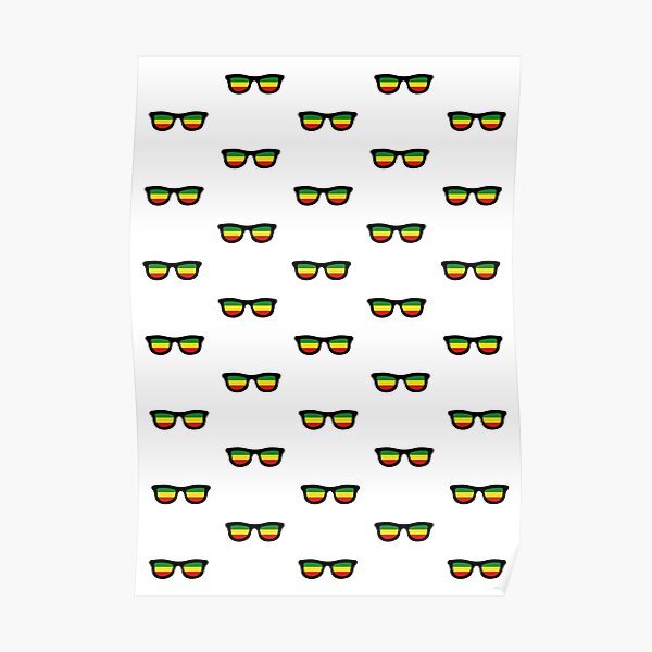 Sunglasses with reggae colors, pattern version Poster