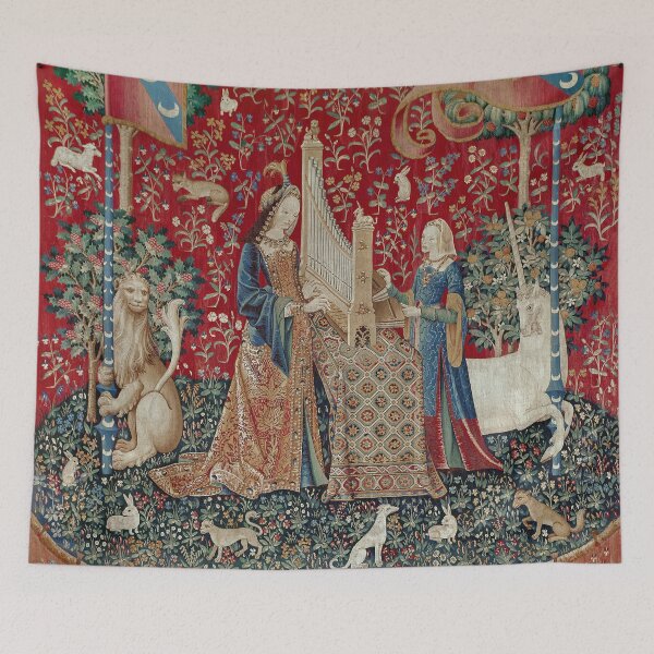Item preview, Lady and Unicorn Medieval Tapestry Five Senses - Hearing designed and sold by VintageArchive.