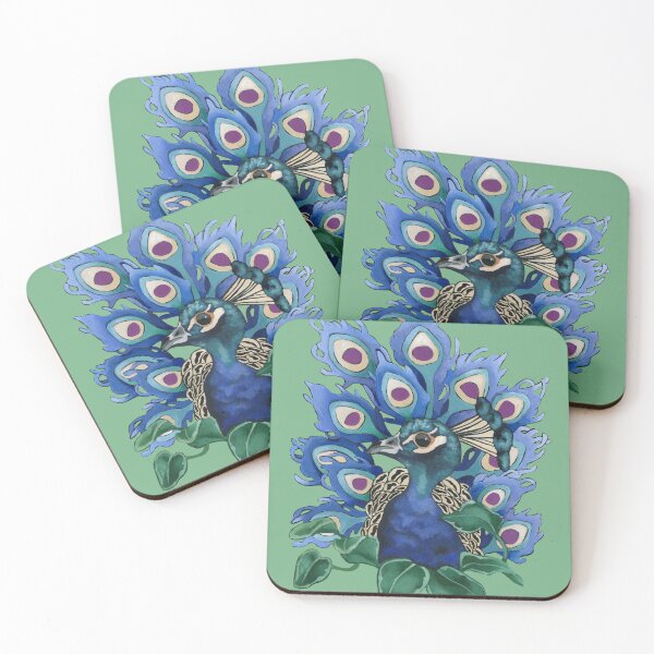 Item preview, Peacock with green leaves designed and sold by KnowingWonder.