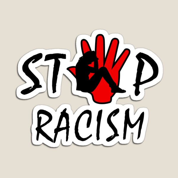 Vista previa del artículo con la obra «Mi dibujo sobre Stop Racism», diseñado y vendido por Blondiabshop.