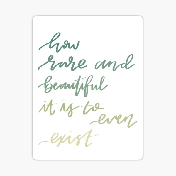 "How rare and beautiful it is to even exist" Sticker by scribblesbyzo