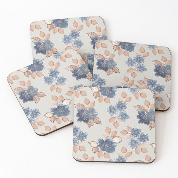 Item preview, Blue and Tan Vintage Florals (Linen) designed and sold by HildegunStudio.