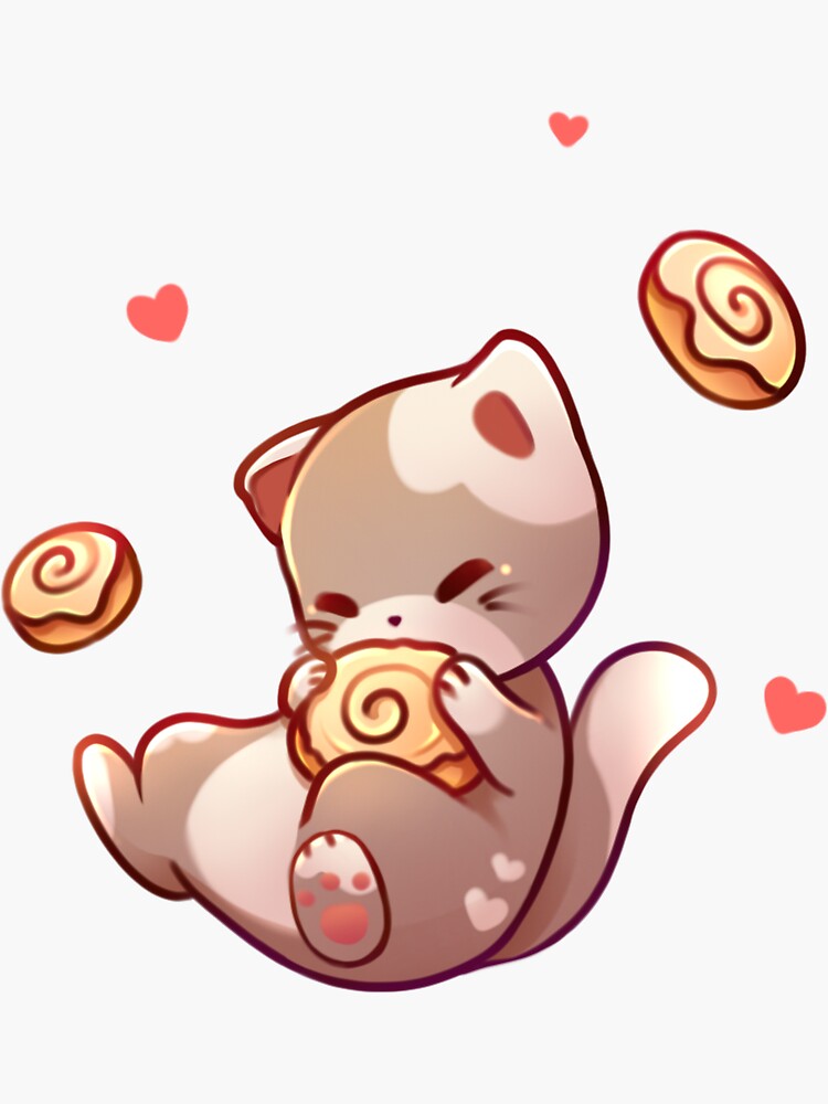 Cute Cat Bun Sticker - Sticker Mania