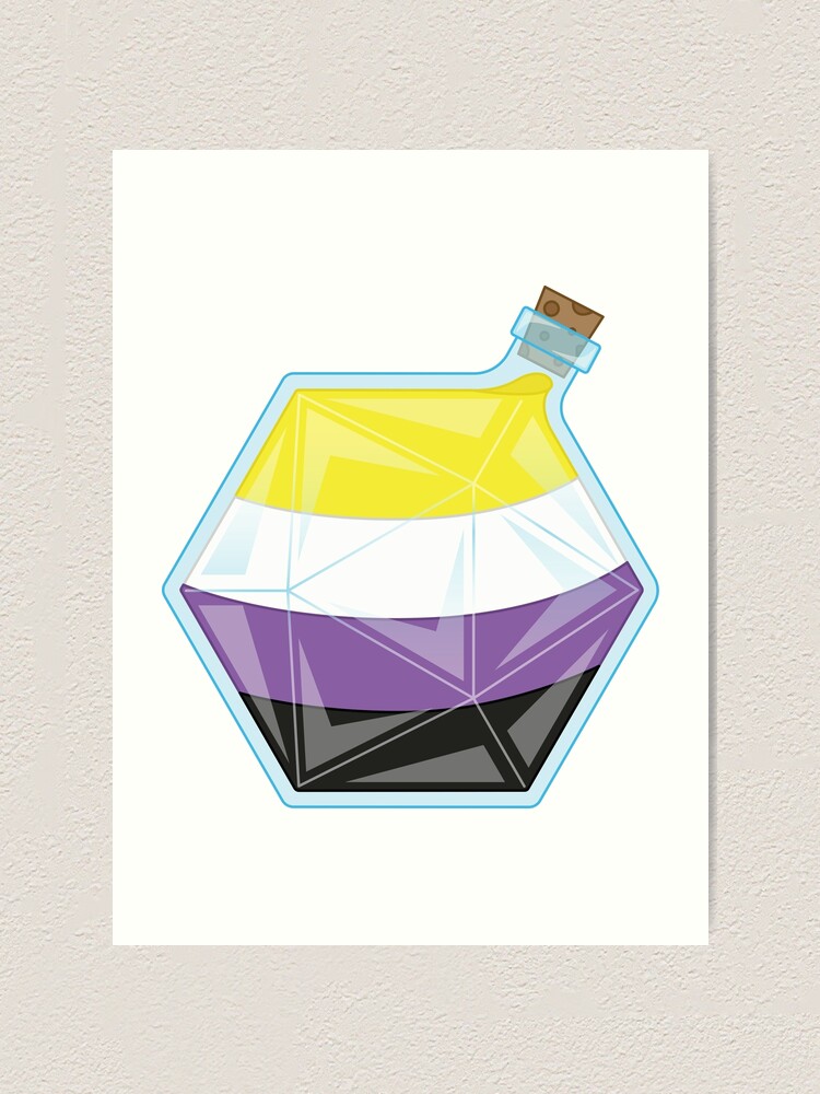 D20 Non Binary Pride Flag Potion Bottle Art Print For Sale By