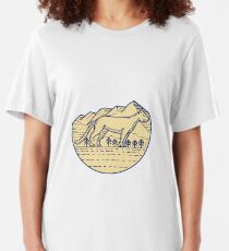 Camiseta ajustada Cougar Mountain Lion Tree Mono Line