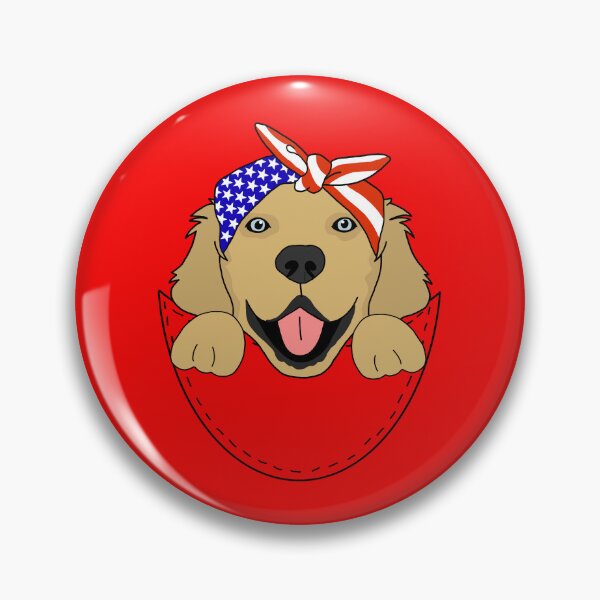 Item preview, Patriotic Golden Retriever Dog Pocket Cartoon designed and sold by SouthernDesigns.