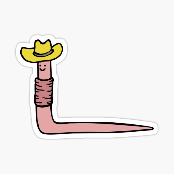smiley cowboy worm Sticker