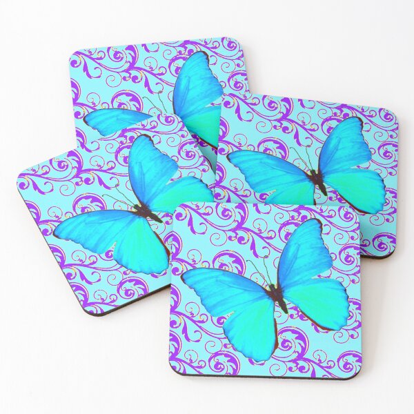 Item preview,  NEON BUTTERFLIES PURPLE SCROLLS BLUE ART designed and sold by sharlesart.