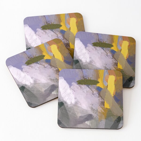 Item preview, abstract splatter brush stroke painting texture background in yellow purple brown designed and sold by Mrvell.
