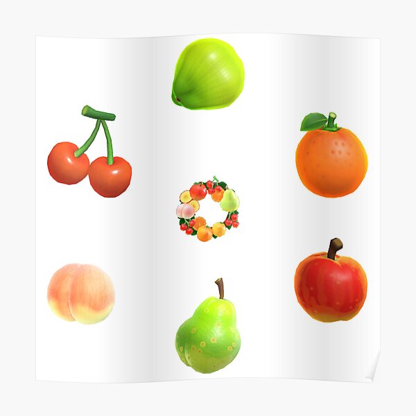 "ACNH Fruit with Wreath Pack " Poster by hannahvira Redbubble
