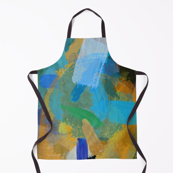 Item preview, abstract splatter brush stroke painting texture background in blue yellow brown designed and sold by Mrvell.