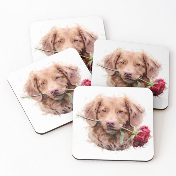Artikelvorschau, Nova Scotia Duck Tolling Retriever mit Rosen-Aquarell - Happy Valentinstag entworfen und verkauft von Typeglyphs.