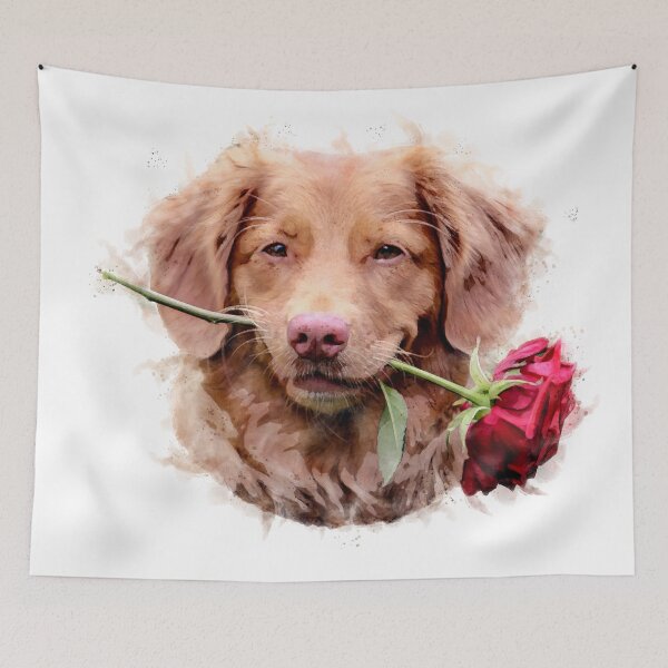 Item preview, Nova Scotia Duck Tolling Retriever with rose Watercolour - Happy Valentine’s Day designed and sold by Typeglyphs.