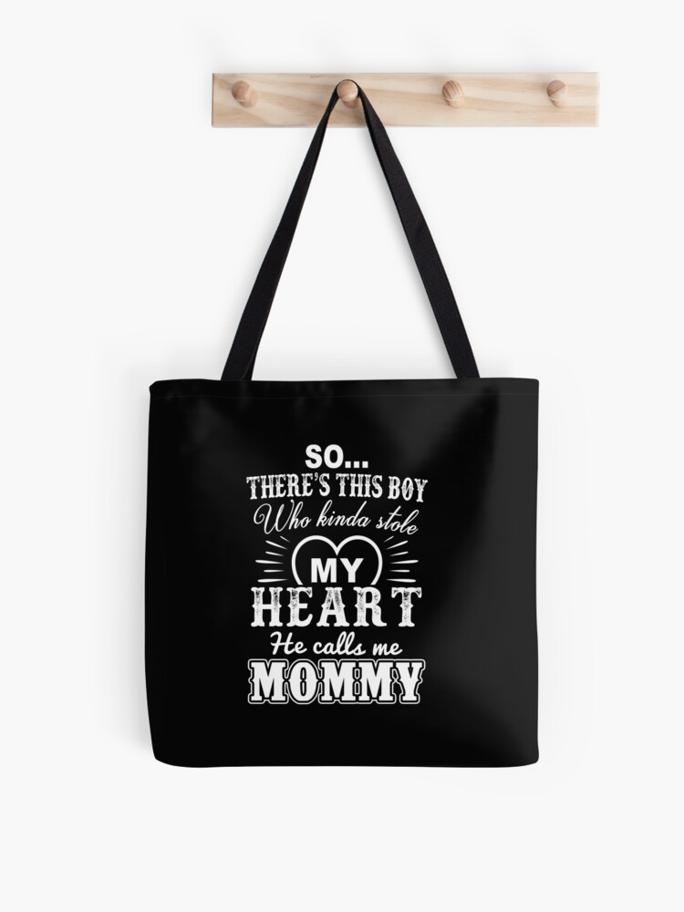 Boy Mom Trendy Heart Modern Graphic Tee Gift for Mom of Boys Tote Bag