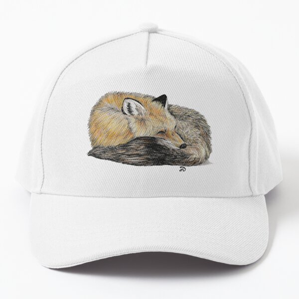 Red Fox Wildlife Baseball Cap - British Wildlife Conservation Hat, Vintage Light Denim