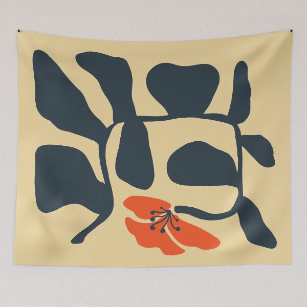 Item preview, Abstract Red Flower with Black/Blue Vine designed and sold by Haley Schulz.
