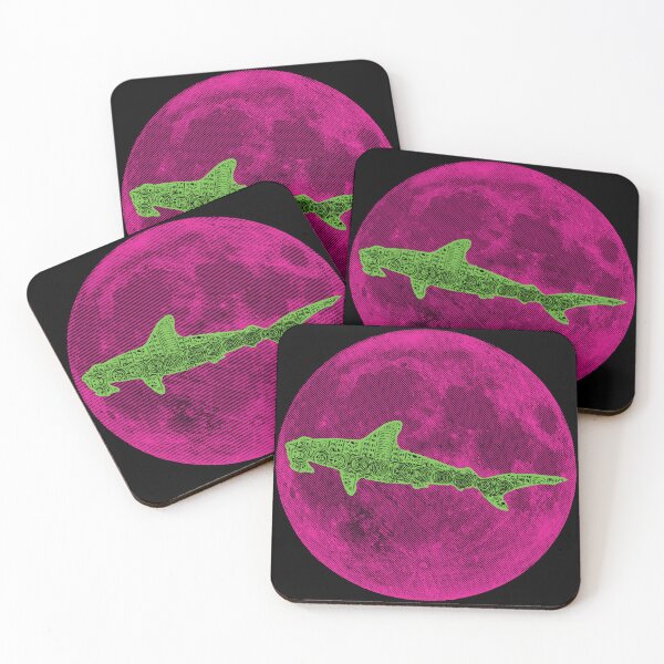 Item preview, Bright Green Polynesian Pink Moon Hammerhead Shark designed and sold by pelagio.