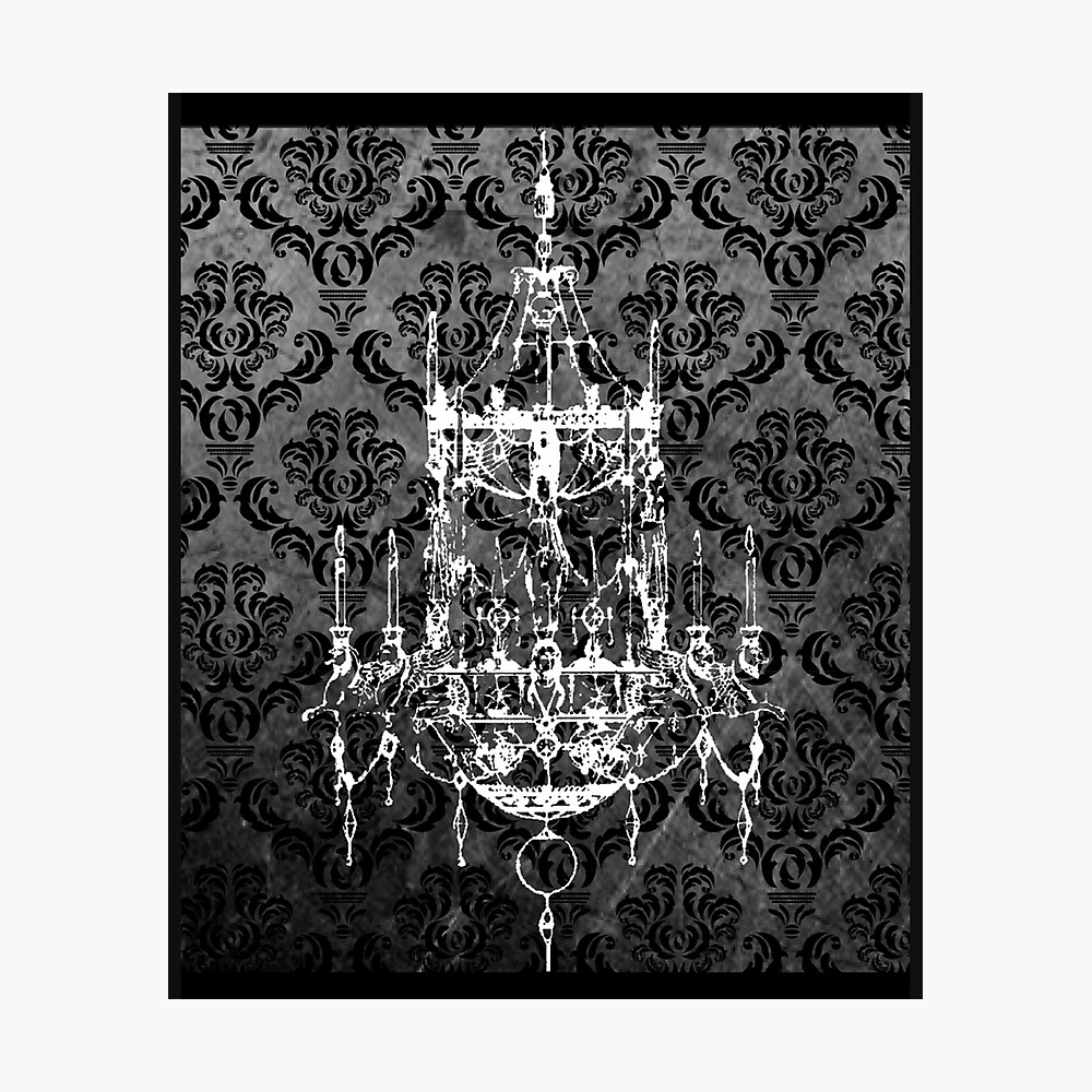 chandelier on black damask Graphic  Poster