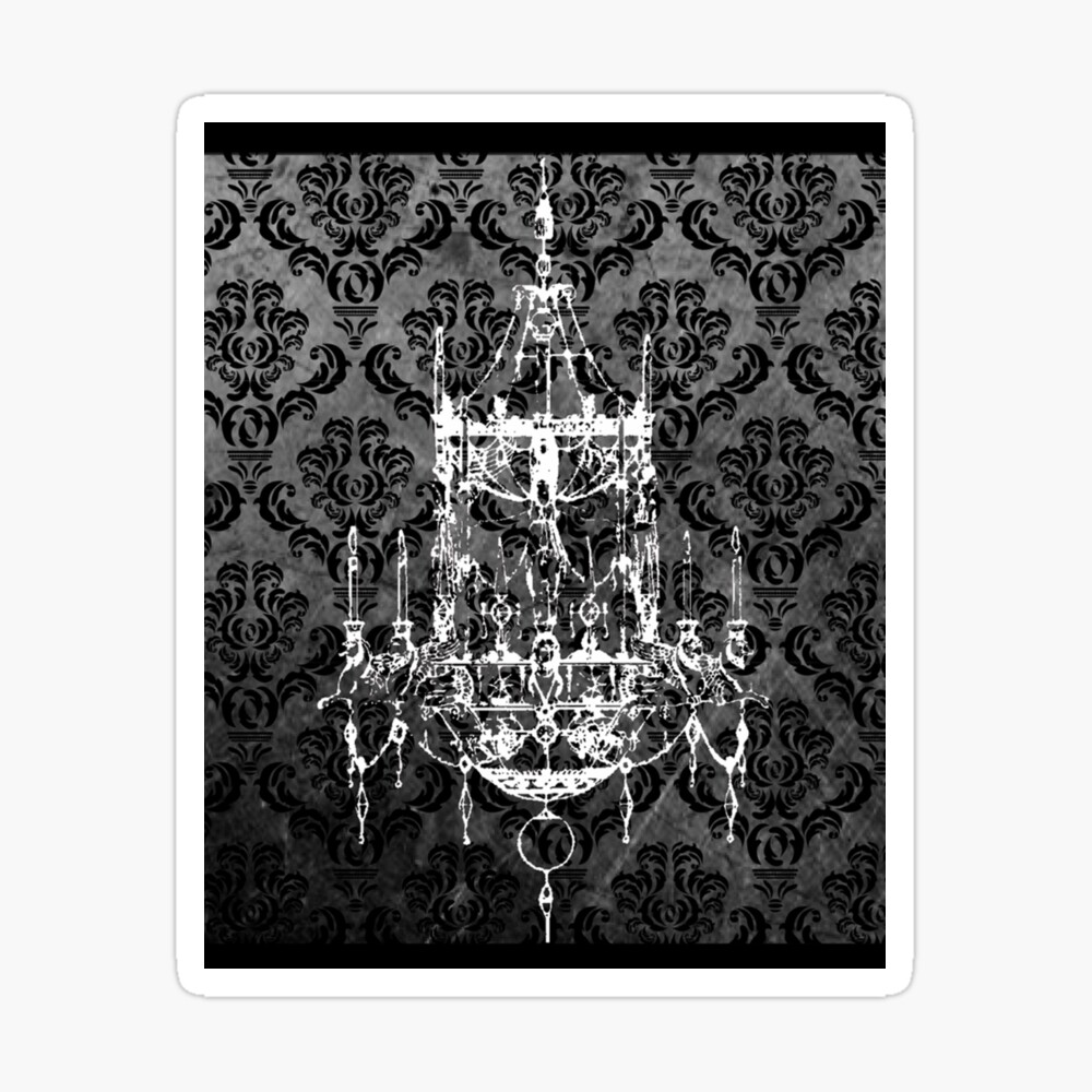 chandelier on black damask Graphic  Poster