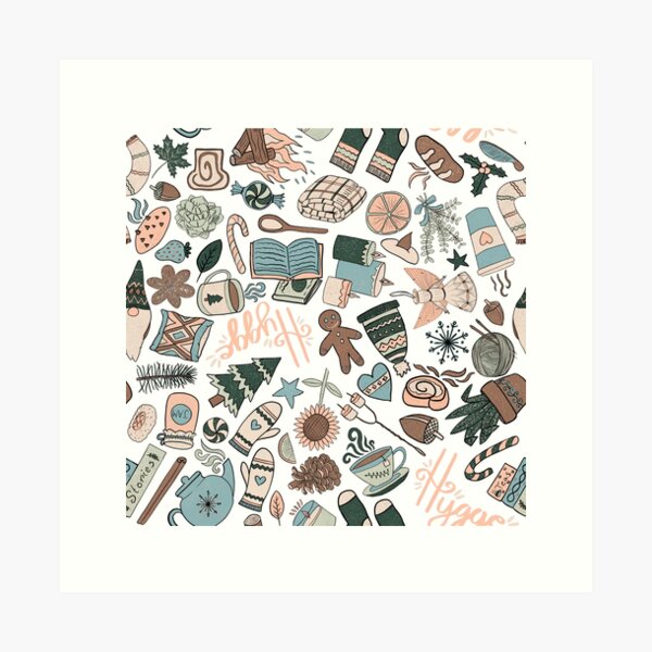Item preview, Hygge Doodles Pattern - Cozy Palette & White designed and sold by EcoElsa.