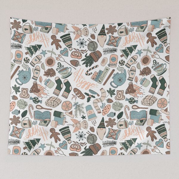 Item preview, Hygge Doodles Pattern - Cozy Palette & White designed and sold by EcoElsa.