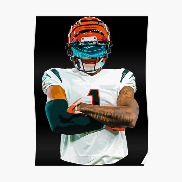 I made a painting of Joe Burrow throwing to Ja'Marr Chase in the White  Bengal uniform : r/bengals