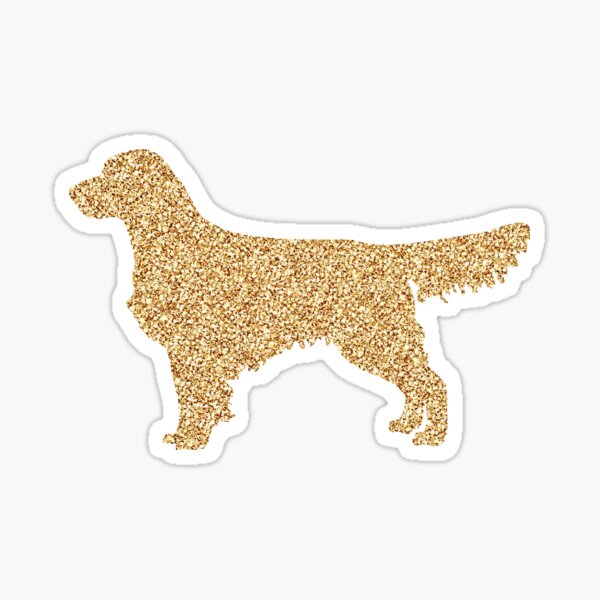 Glitter Golden Retriever dog pattern Gold Sticker