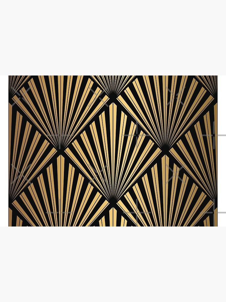 Thumbnail 6 of 6, Bath Mat, Elegant gold black Art Deco fan pattern,vintage retro pattern designed and sold by love999.