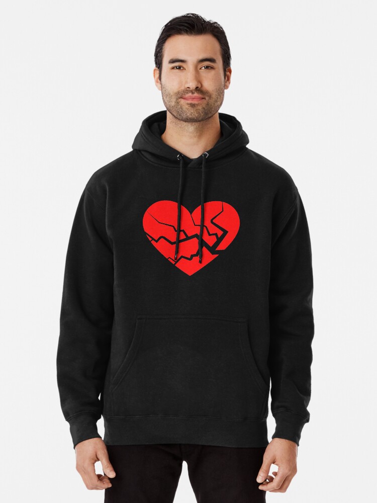 Black hoodie discount with broken heart