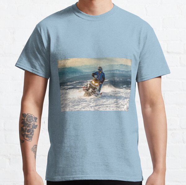 Rider on the snowmobile in the mountains. active drive Classic T-Shirt