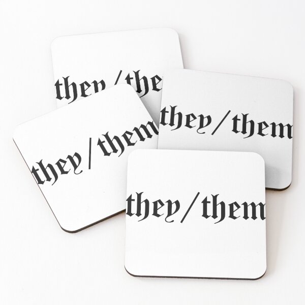 Item preview, they/them pronoun gothic text designed and sold by commiegothslut.