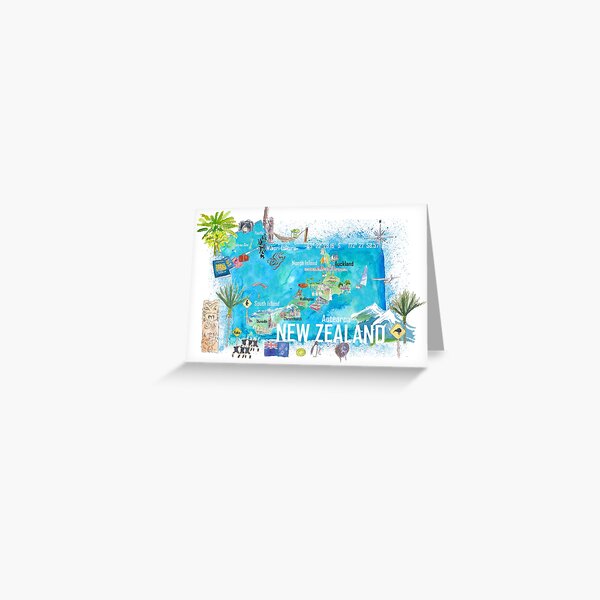 Item preview, New Zealand Illustrated Travel Map with Tourist Highlights designed and sold by artshop77.