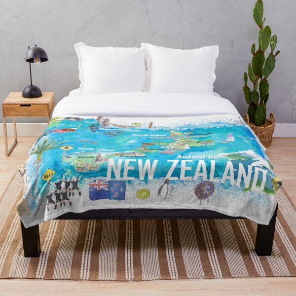 Item preview, New Zealand Illustrated Travel Map with Tourist Highlights designed and sold by artshop77.