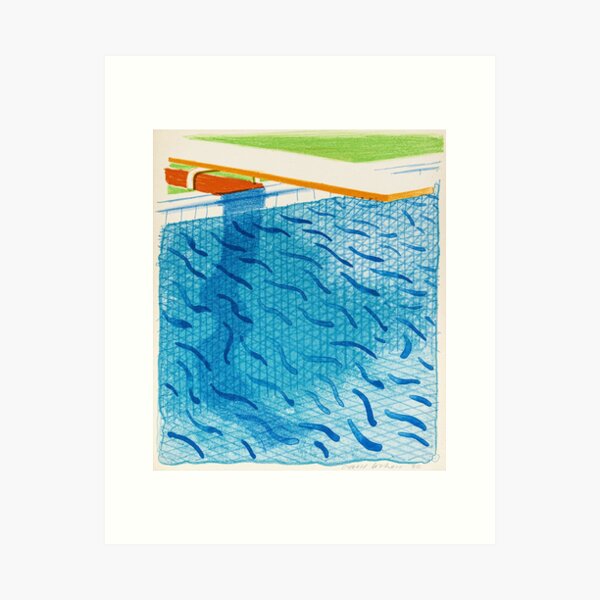 David Hockney Pool Made with Paper and Blue Ink for book Paper Pools Art Print