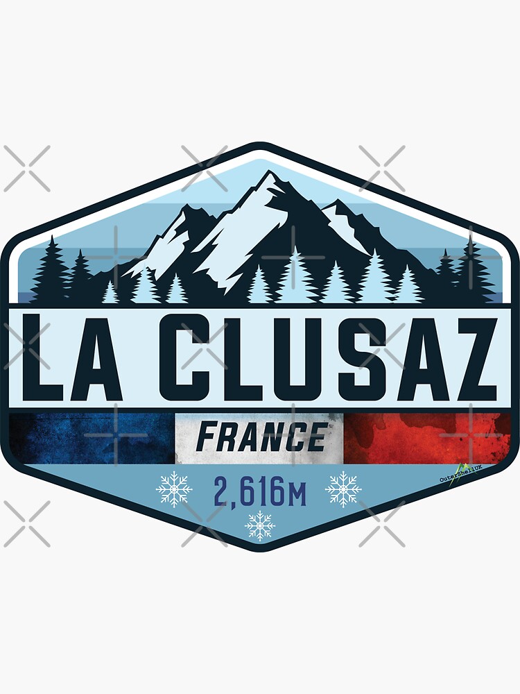 "La Clusaz Ski France Skiing Alps Sticker TShirt 01" Sticker for Sale