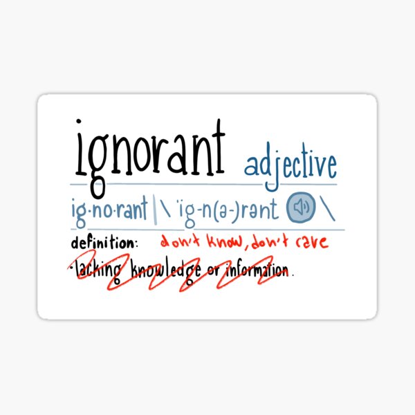  Ignorant Definition Pun Sticker By JayStillDraws Redbubble