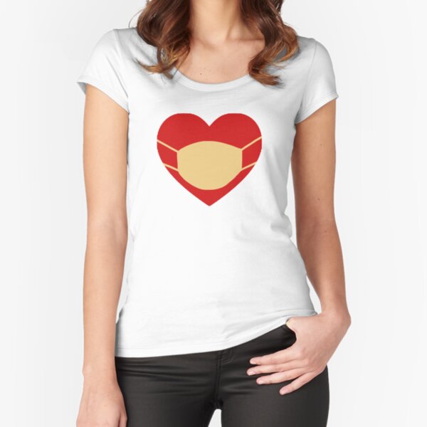 A Heart With a Face Mask Fitted Scoop T-Shirt