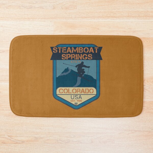 Item preview, Steamboat Springs Colorado Skiing Mountains Ski Skier Snowboard, Winter Sport, Vintage Blue designed and sold by KittySSmith.