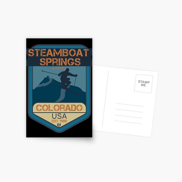 Item preview, Steamboat Springs Colorado Skiing Mountains Ski Skier Snowboard, Winter Sport, Vintage Blue designed and sold by KittySSmith.