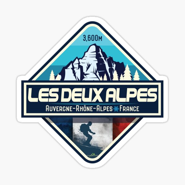 Item preview, Le Deux Alpes Ski France Skiing Alps Sticker T-Shirt 02 designed and sold by OuterShellUK.