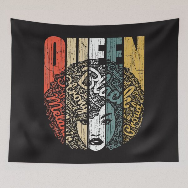 Item preview, Queen Black Graphic Tee Mujeres Afro Art Words designed and sold by Teresa Kamden.