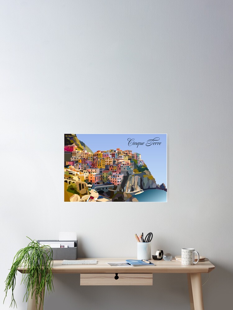 Thumbnail 2 of 3, Poster, Illustration of the Cinque Terre, Italy designed and sold by Leah-Design.