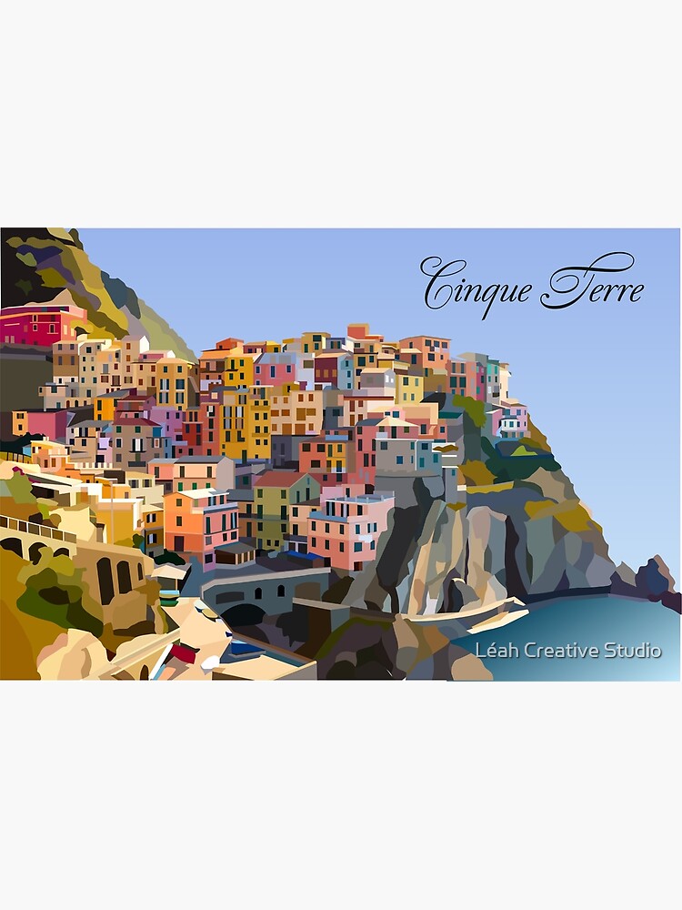 Thumbnail 3 of 3, Poster, Illustration of the Cinque Terre, Italy designed and sold by Leah-Design.